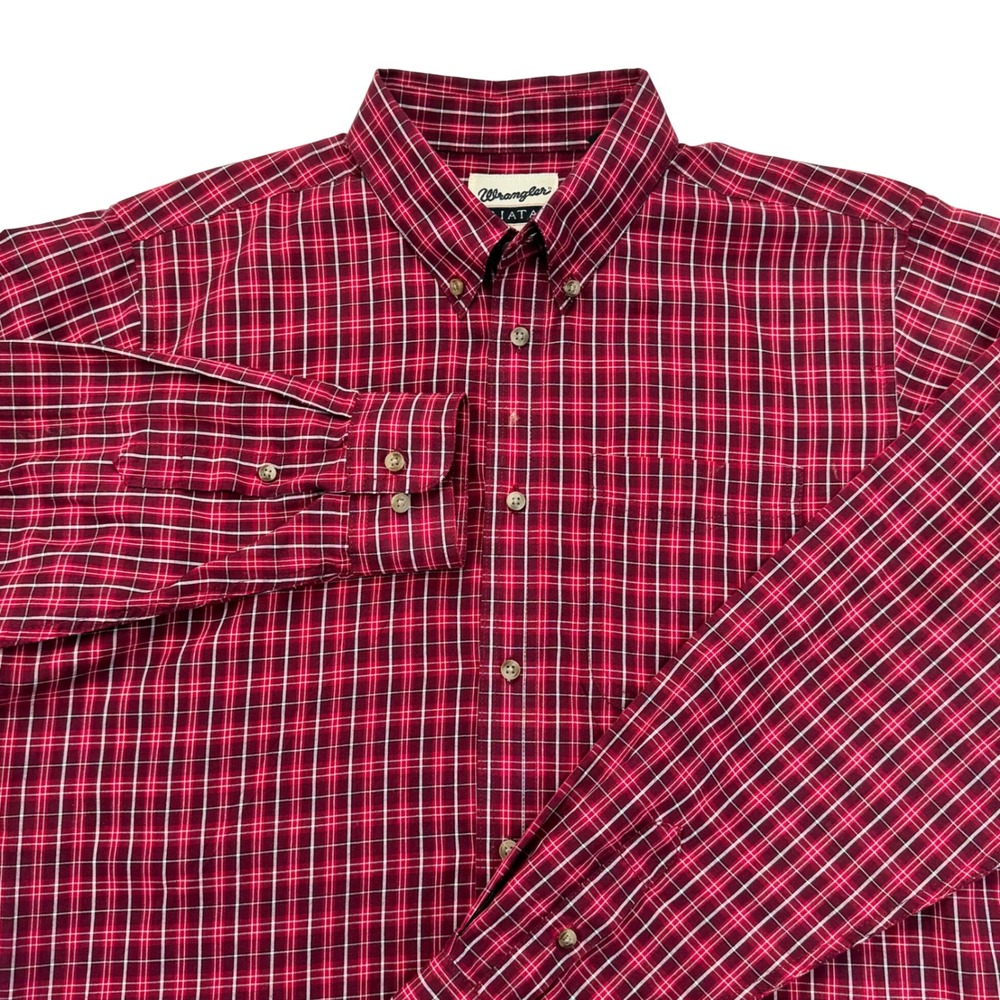 Wrangler Riata Mens XXL Red Plaid Long Sleeve Button Down Shirt BR2105A